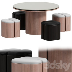 Aire Stool with Table Table Chair 3D Models 