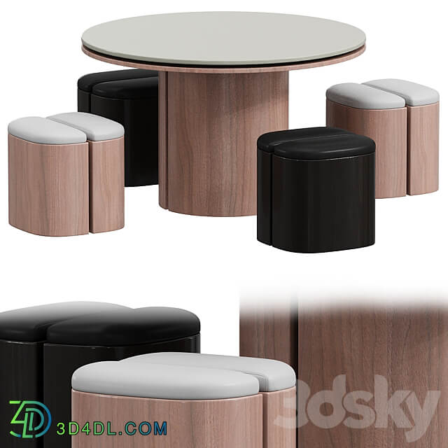 Aire Stool with Table Table Chair 3D Models