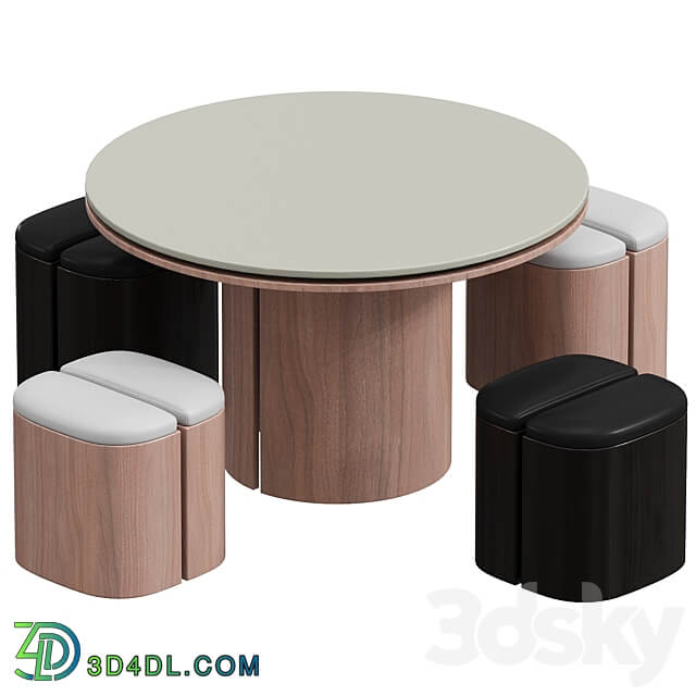 Aire Stool with Table Table Chair 3D Models