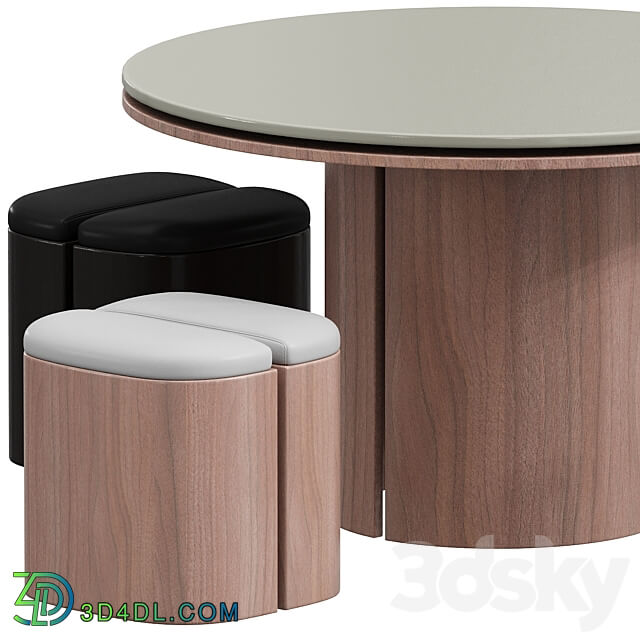 Aire Stool with Table Table Chair 3D Models