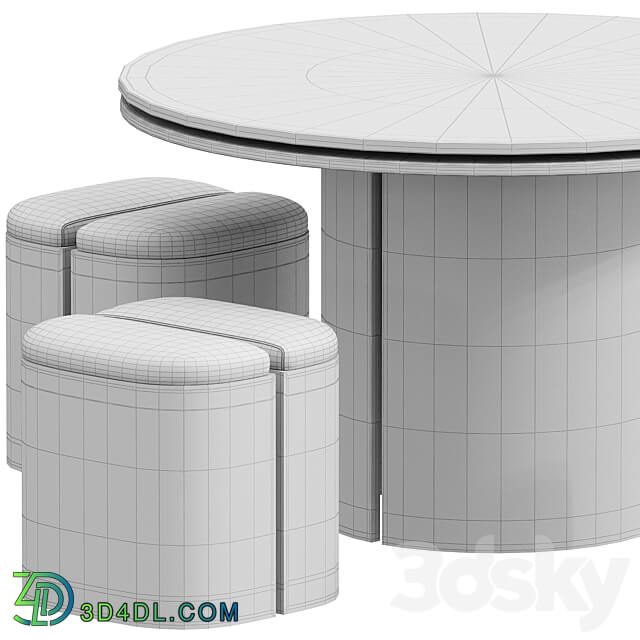 Aire Stool with Table Table Chair 3D Models