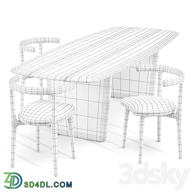 Dining Set Baxter Nairobi Table and Himba Chair Table Chair 3D Models