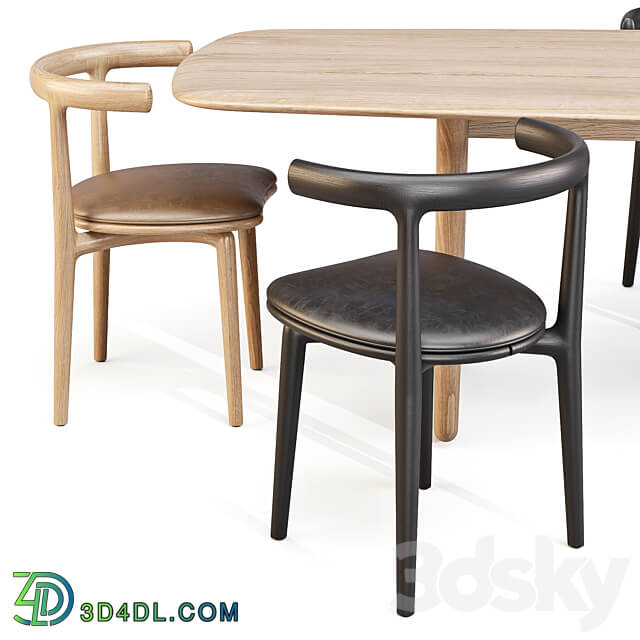 Dining Set Baxter Nairobi Table and Himba Chair Table Chair 3D Models