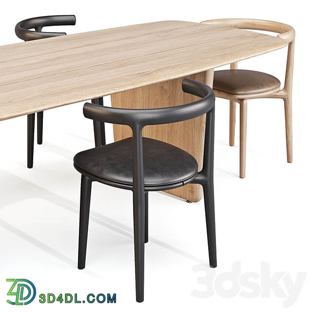 Dining Set Baxter Nairobi Table and Himba Chair Table Chair 3D Models