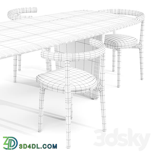 Dining Set Baxter Nairobi Table and Himba Chair Table Chair 3D Models