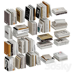 Set of books in beige color 3D Models 