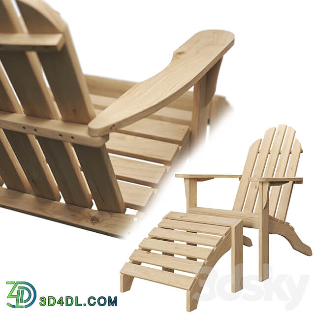 ADIRONDACK lounge chair with footrest 3D Models