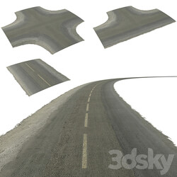 Seamless two lane road with crossroads Urban environment 3D Models 