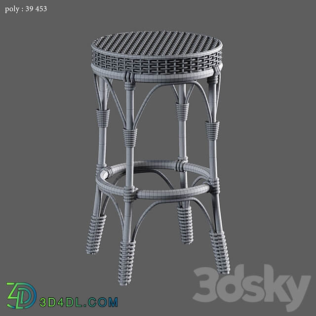 Parisian Woven Backless Bar Counter Stools 3D Models