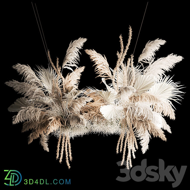 Installation and suspension for a solemn decoration from white decor from dried flowers pampas grass branches dry reeds wedding bouquet 257. 3D Models