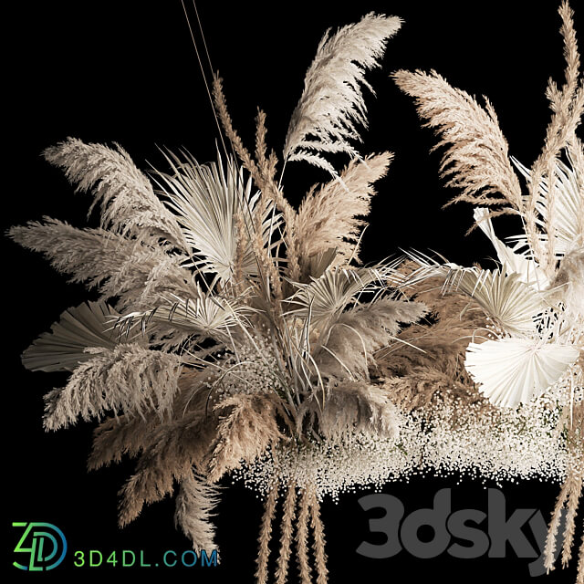 Installation and suspension for a solemn decoration from white decor from dried flowers pampas grass branches dry reeds wedding bouquet 257. 3D Models