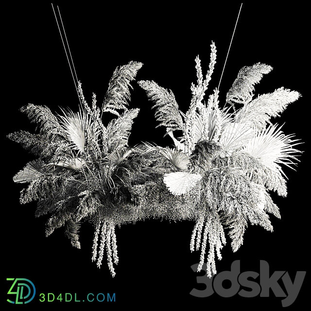 Installation and suspension for a solemn decoration from white decor from dried flowers pampas grass branches dry reeds wedding bouquet 257. 3D Models