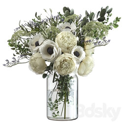 Bouquet with flowers and eucalyptus 3D Models 