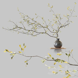 Plum branch in flower arrangement vase 3D Models 