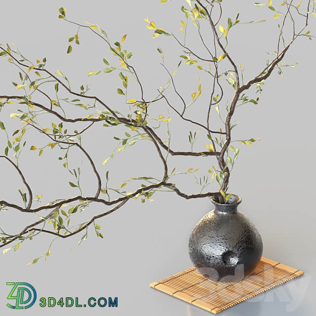 Plum branch in flower arrangement vase 3D Models