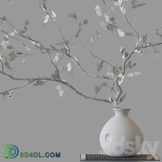 Plum branch in flower arrangement vase 3D Models