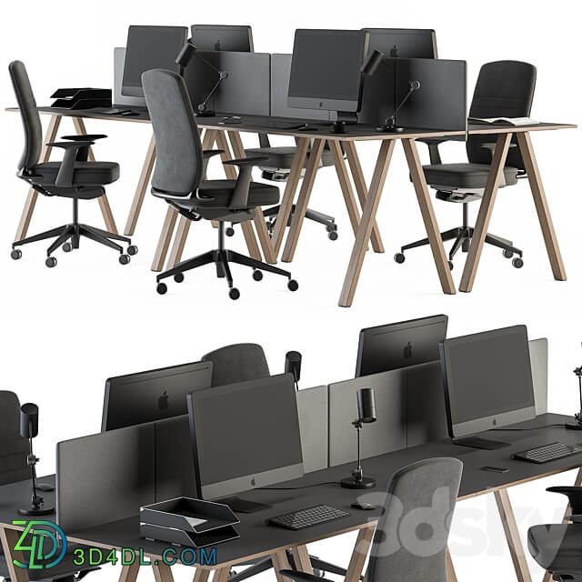 Employee Set Office Furniture 346 3D Models