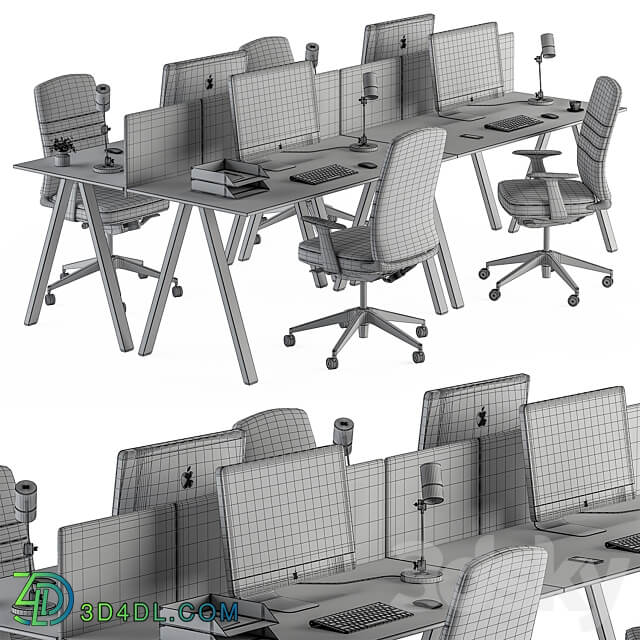 Employee Set Office Furniture 346 3D Models