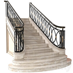 Classic marble staircase in Art Deco style.Modern interior stair 3D Models 