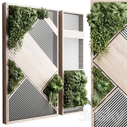 plants set partition in wooden frame Vertical graden wall decor box 29 Fitowall 3D Models 