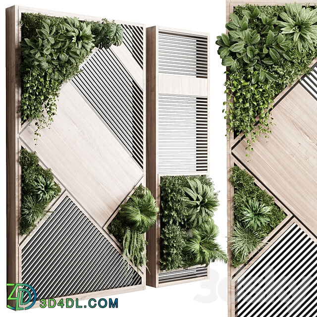 plants set partition in wooden frame Vertical graden wall decor box 29 Fitowall 3D Models