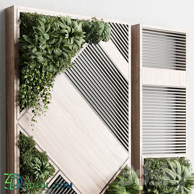 plants set partition in wooden frame Vertical graden wall decor box 29 Fitowall 3D Models