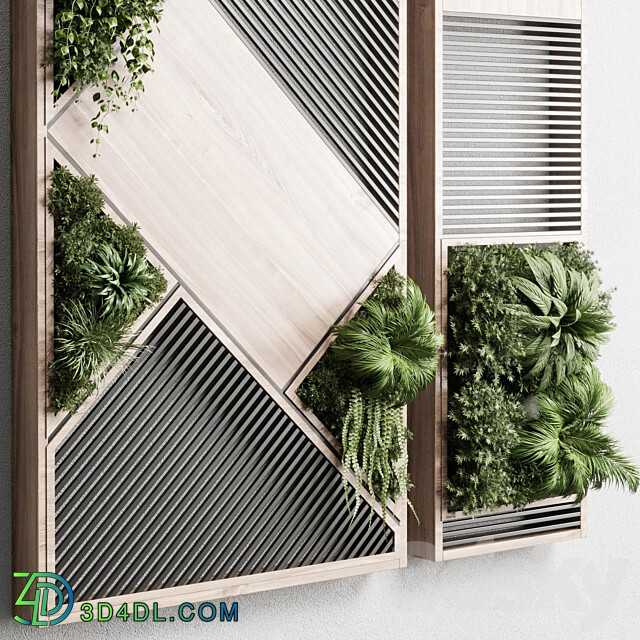 plants set partition in wooden frame Vertical graden wall decor box 29 Fitowall 3D Models