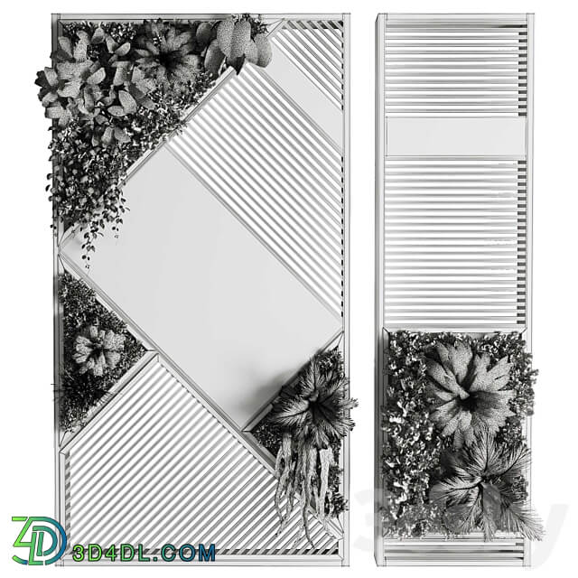 plants set partition in wooden frame Vertical graden wall decor box 29 Fitowall 3D Models