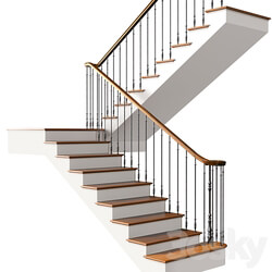 Modern Staircase in a classic style.Classic Modern Art Deco interior Stair 3D Models 