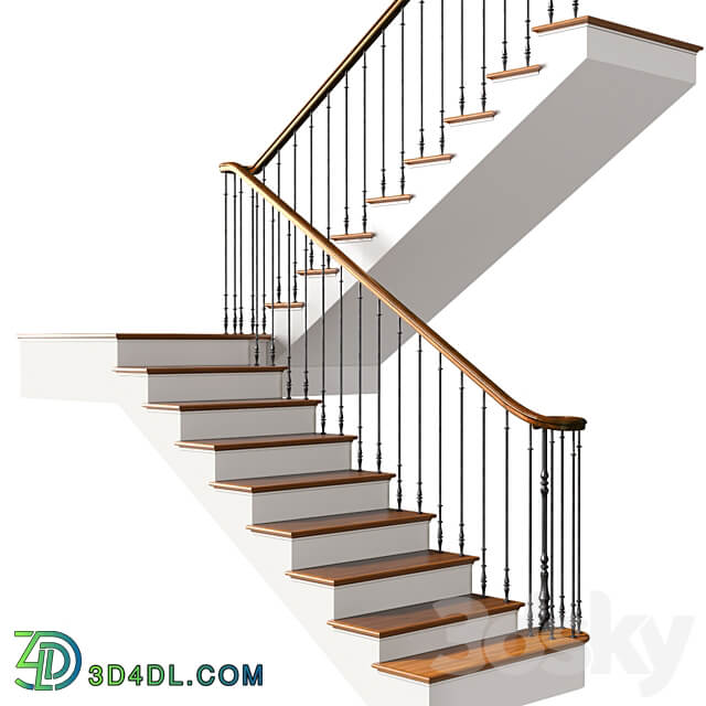 Modern Staircase in a classic style.Classic Modern Art Deco interior Stair 3D Models