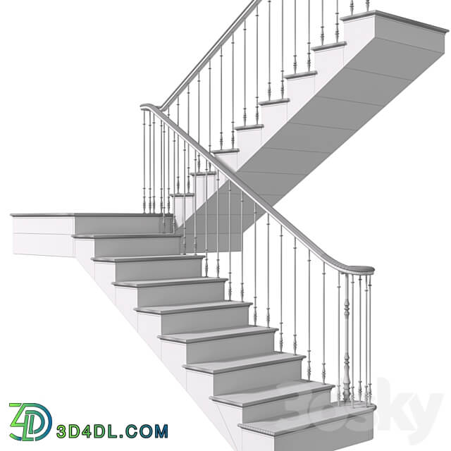 Modern Staircase in a classic style.Classic Modern Art Deco interior Stair 3D Models