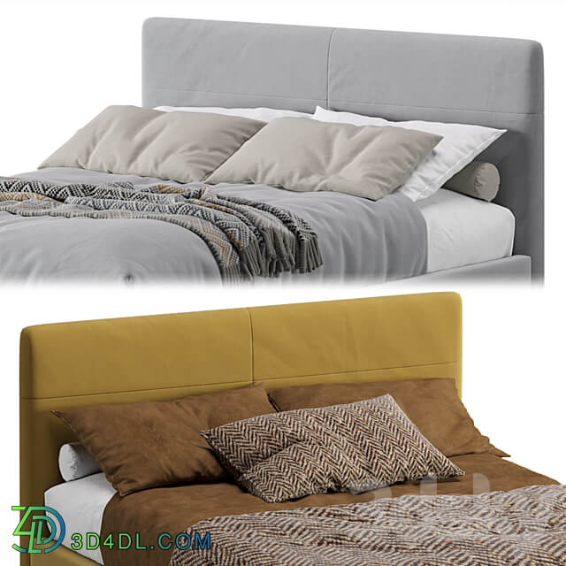 Bed Mayton 140 Velvet Yellow By Divan.ru Bed 3D Models