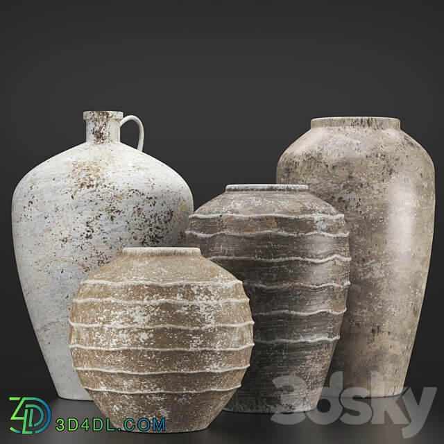 Rustic concrete vase vol3 3D Models