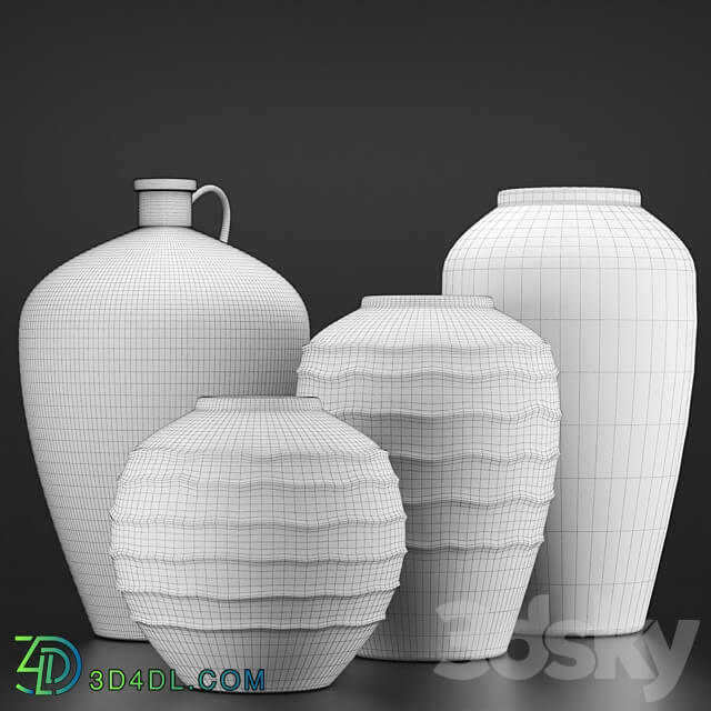 Rustic concrete vase vol3 3D Models