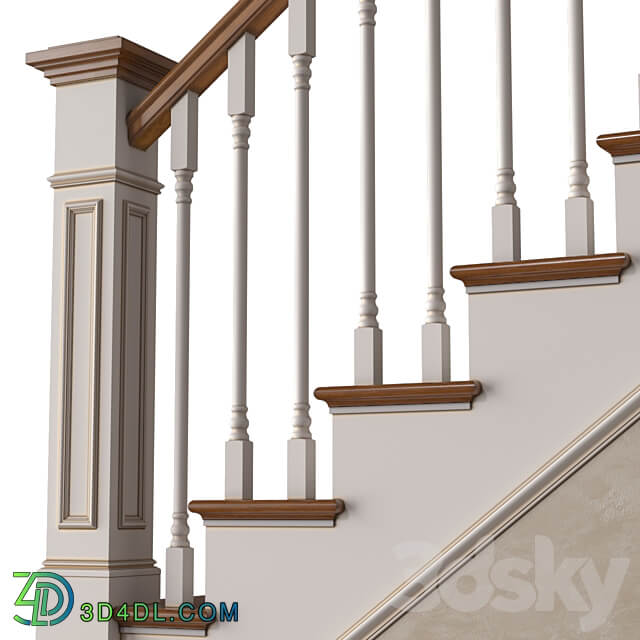 Stair in a classic style.Classic Modern interior Stair 3D Models