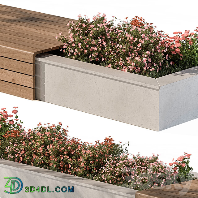 Urban Bench with Flowers Set 40 3D Models