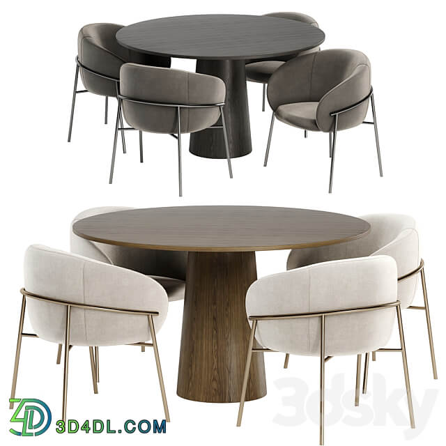 Rimo dinning chair with Pedestal table Table Chair 3D Models