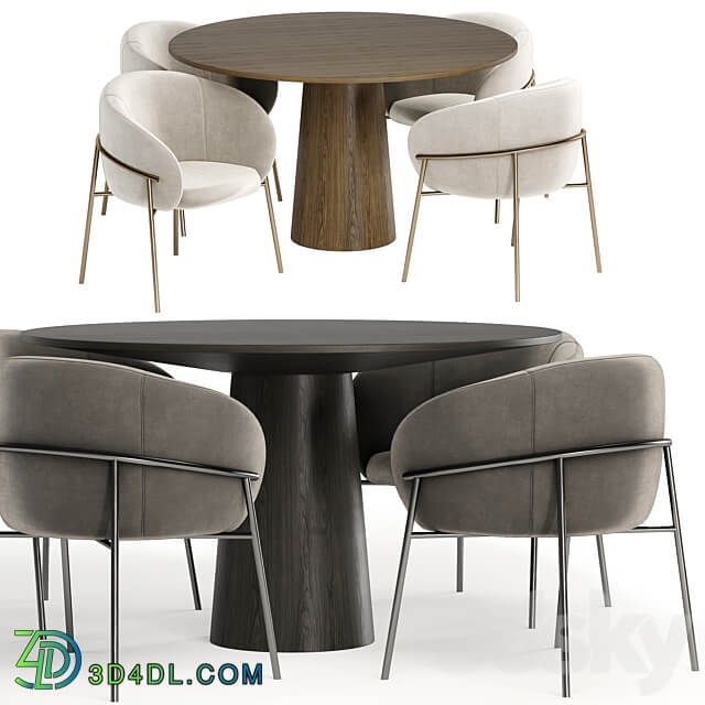 Rimo dinning chair with Pedestal table Table Chair 3D Models