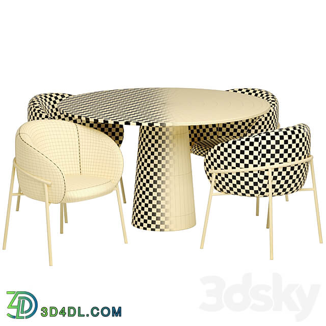 Rimo dinning chair with Pedestal table Table Chair 3D Models