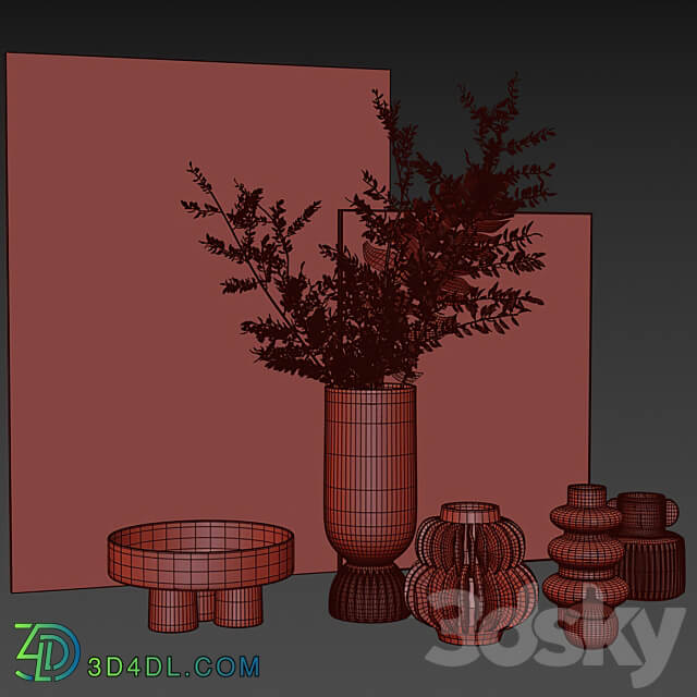 Decorative set with vases 3D Models