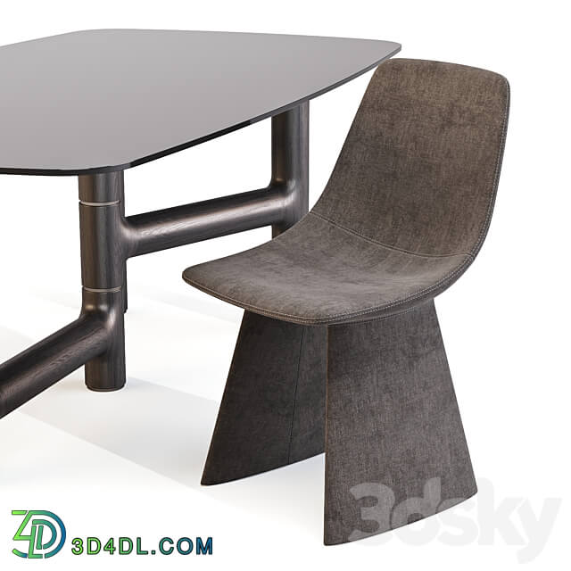 Dining Set 02 Bonaldo Pivot Table and Agea Chairs Table Chair 3D Models