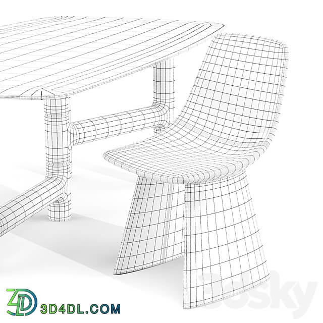 Dining Set 02 Bonaldo Pivot Table and Agea Chairs Table Chair 3D Models