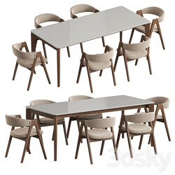 Angel Cerda Nogal Dublin Dining set Table Chair 3D Models 