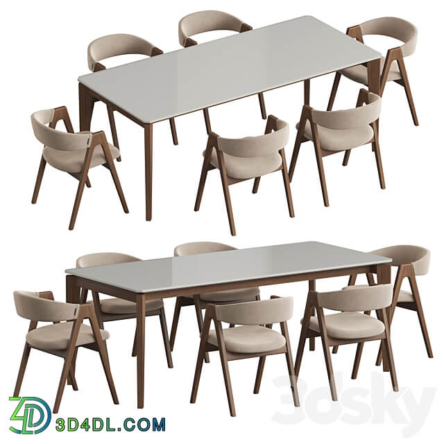 Angel Cerda Nogal Dublin Dining set Table Chair 3D Models