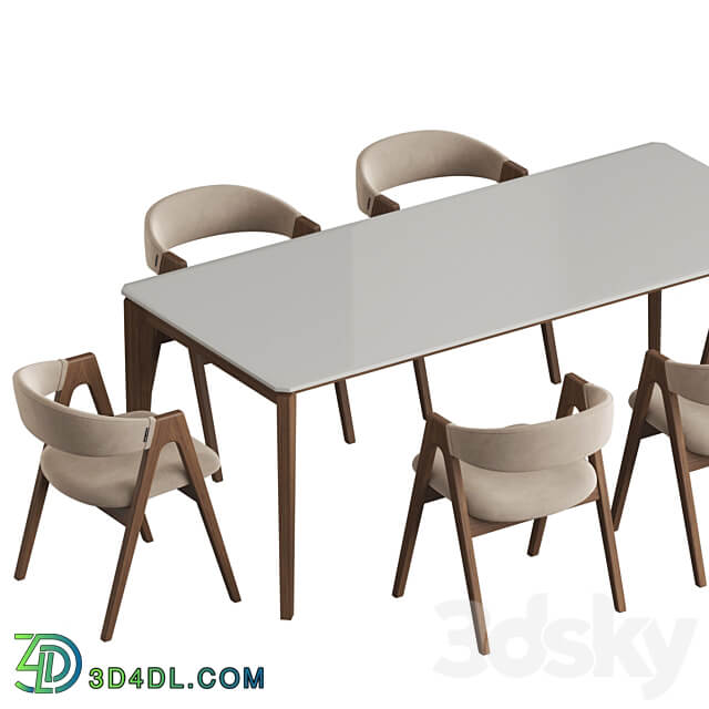 Angel Cerda Nogal Dublin Dining set Table Chair 3D Models