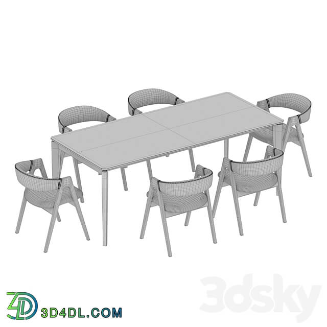 Angel Cerda Nogal Dublin Dining set Table Chair 3D Models