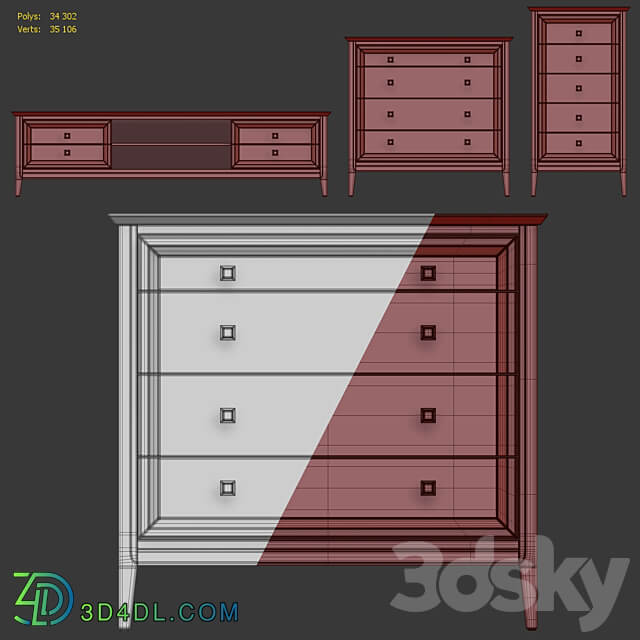 TV cabinet chest of drawers for clothes Tesoro Aletan Sideboard Chest of drawer 3D Models