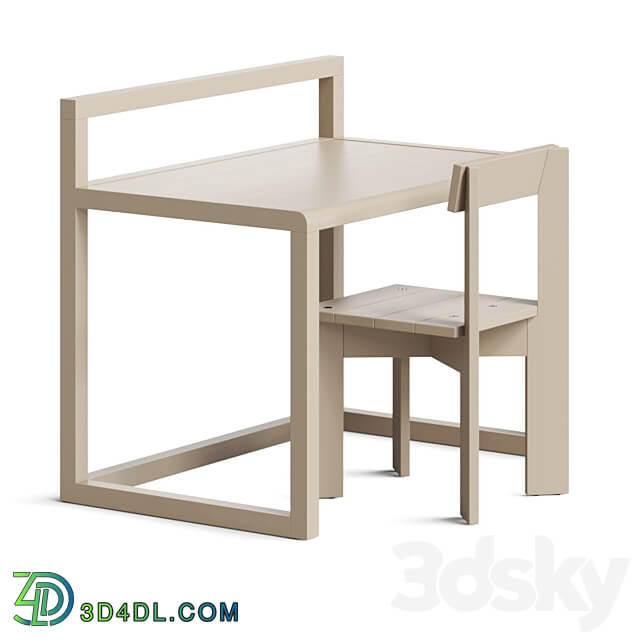 Ferm Living Ark Kids Chair Little Architect Desk Table Chair 3D Models