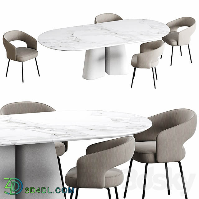 Ditre Italia Pillar and 356 Chair Table Chair 3D Models