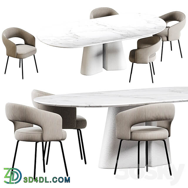 Ditre Italia Pillar and 356 Chair Table Chair 3D Models